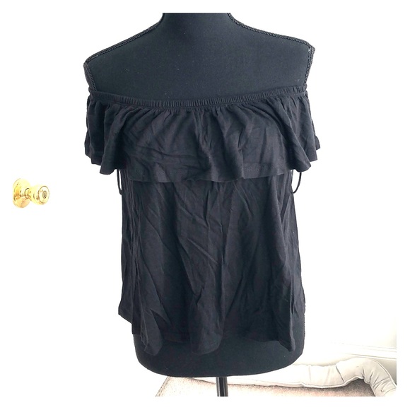 Atmosphere Tops - Black Ruffle Off Shoulder Top